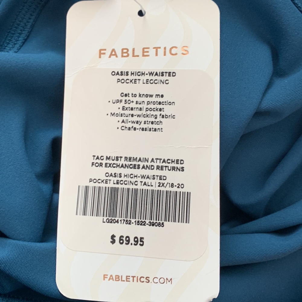 NWT Fabletics PureLuxe Oasis High Waisted Teal Pocket Legging Size 2X - Picture 6 of 6